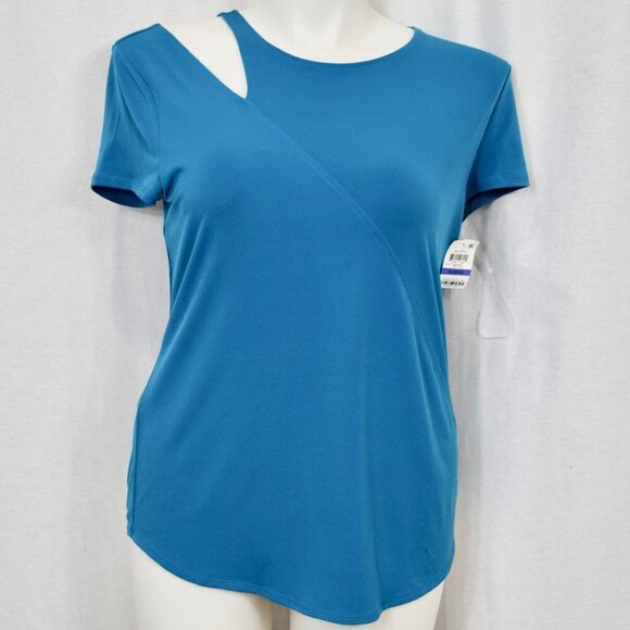 New INC INTERNATIONAL  blue short sleeve blouse * - Picture 1 of 7